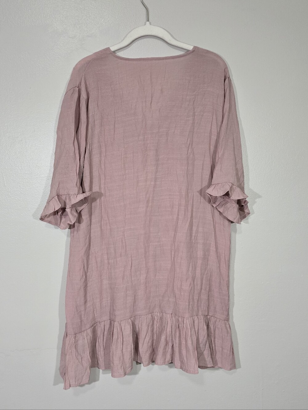 NWT Cupshe Dusty Pink Button-Front Ruffle Tunic Simwim Coverup Dress Size Med - Picture 4 of 6